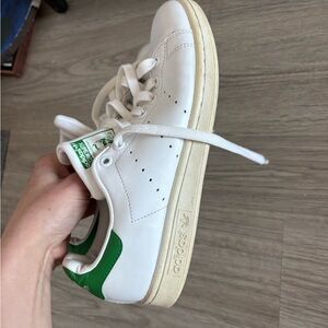 Adidas women’s White Sneakers with Green Accents
